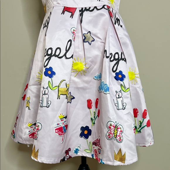 Whimsical Pink Midi Dress with Playful Prints - Picture 6 of 16